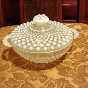 Fenton Moonstone Opalescent Hobnail Candy Dish